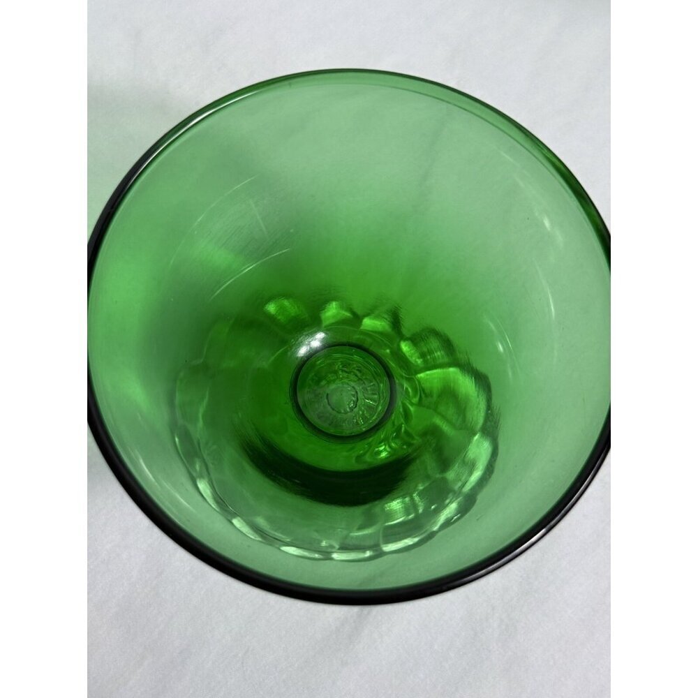 Vintage 1970s Anchor Hocking Green Sherbet Glasses Set of 4 - Picture 4 of 8